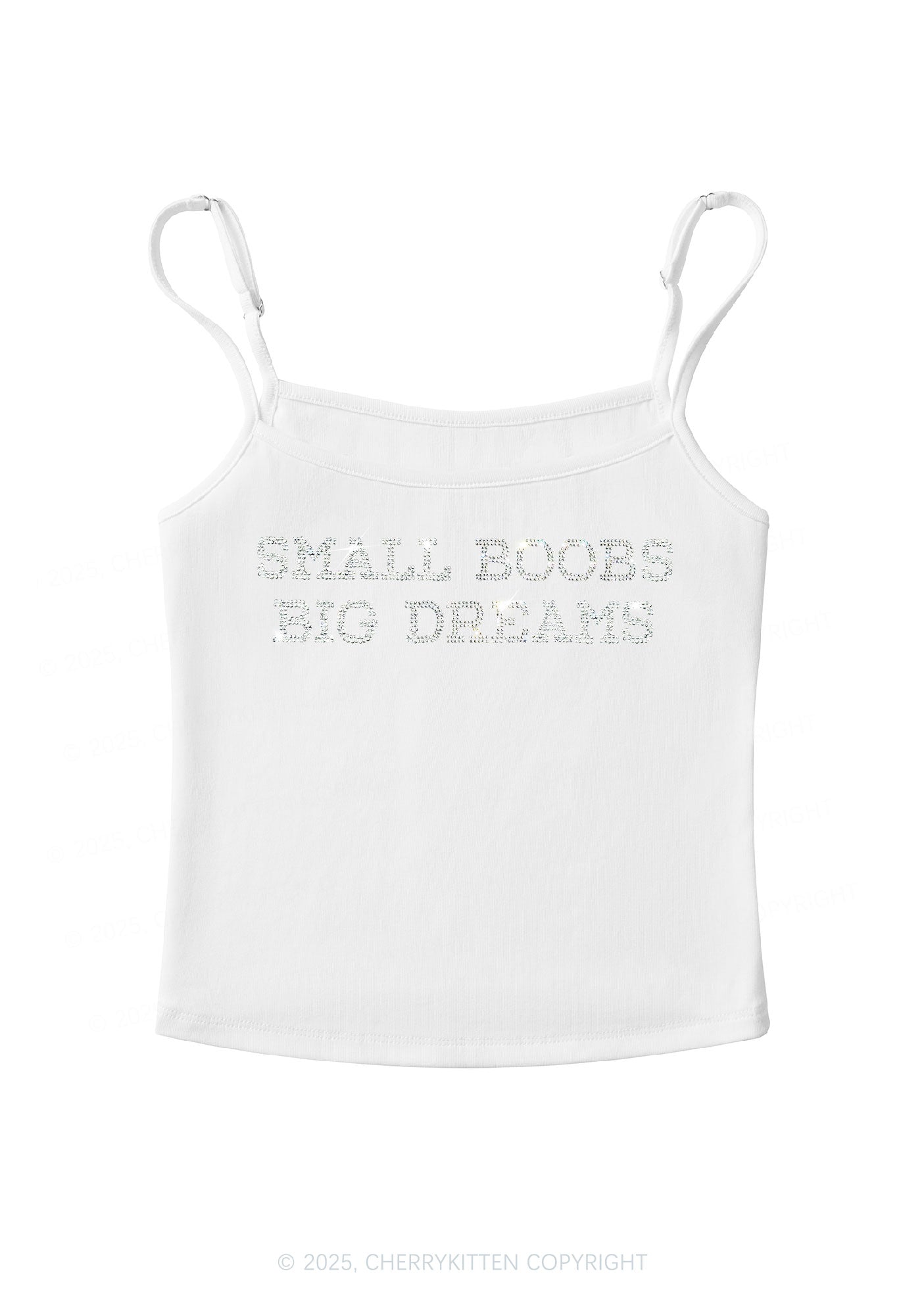 Rhinestone Small But Big Dreams Y2K Spaghetti Strap Cami Cherrykitten