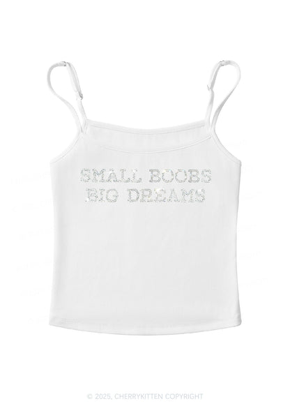 Rhinestone Small But Big Dreams Y2K Spaghetti Strap Cami Cherrykitten
