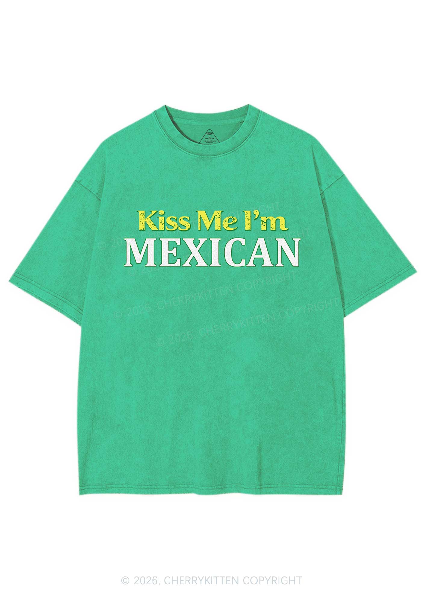 Kiss Me Im Mexican St Patricks Y2K Washed Tee Cherrykitten