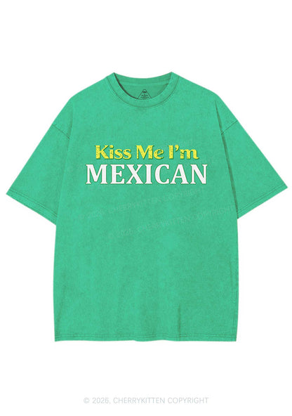 Kiss Me Im Mexican St Patricks Y2K Washed Tee Cherrykitten