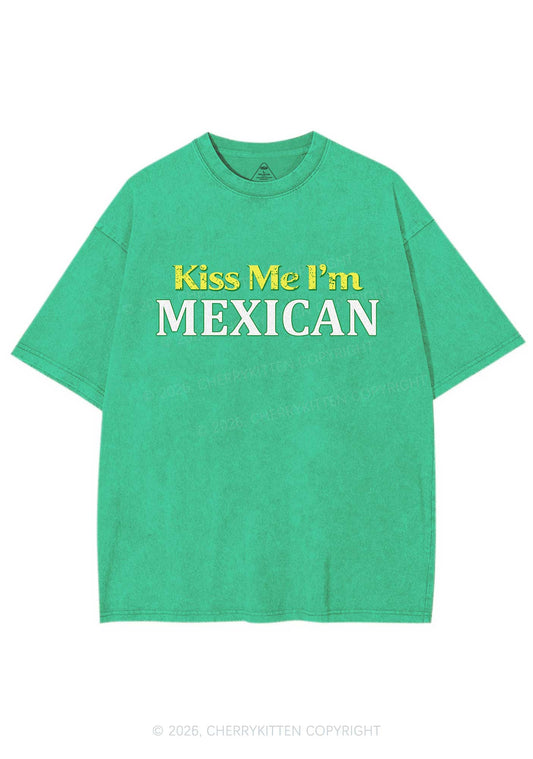 Kiss Me Im Mexican St Patricks Y2K Washed Tee Cherrykitten