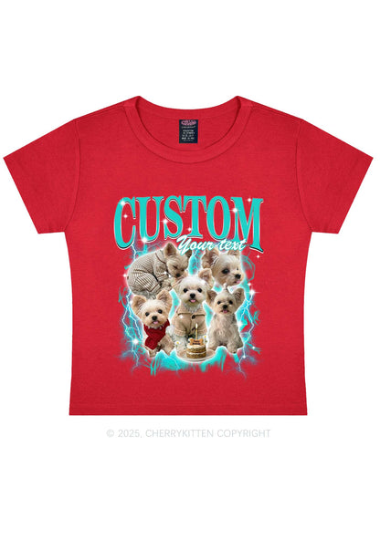 Custom Sparkle Dog Photo Y2K Baby Tee Cherrykitten