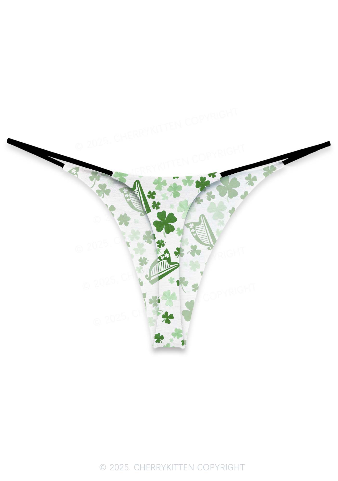 Clover Harp St Patricks Y2K Print Bikini String Thong Cherrykitten