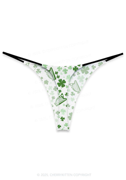 Clover Harp St Patricks Y2K Print Bikini String Thong Cherrykitten
