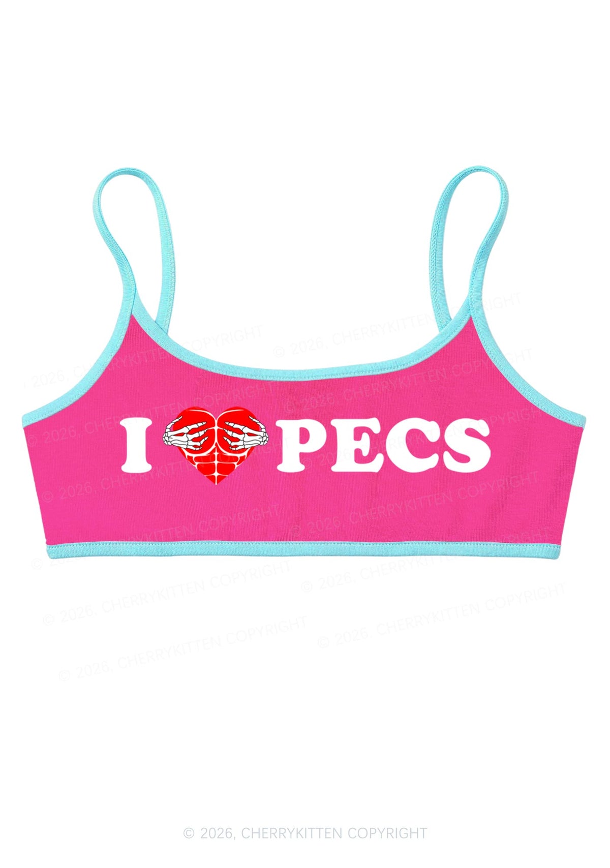 I Love Pecs Y2K Super Crop Cami Cherrykitten