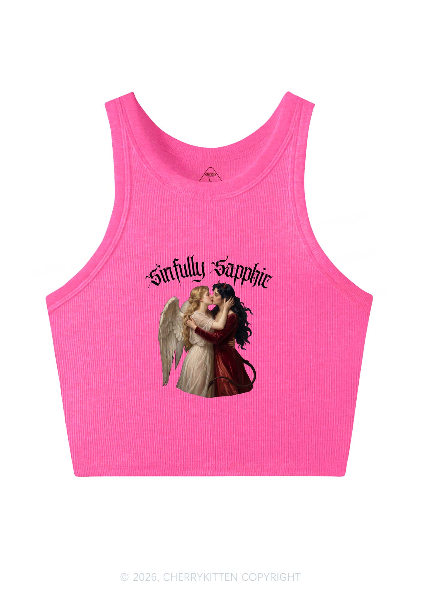 Sinfully Sapphic Pride Y2K Crop Tank Top Cherrykitten