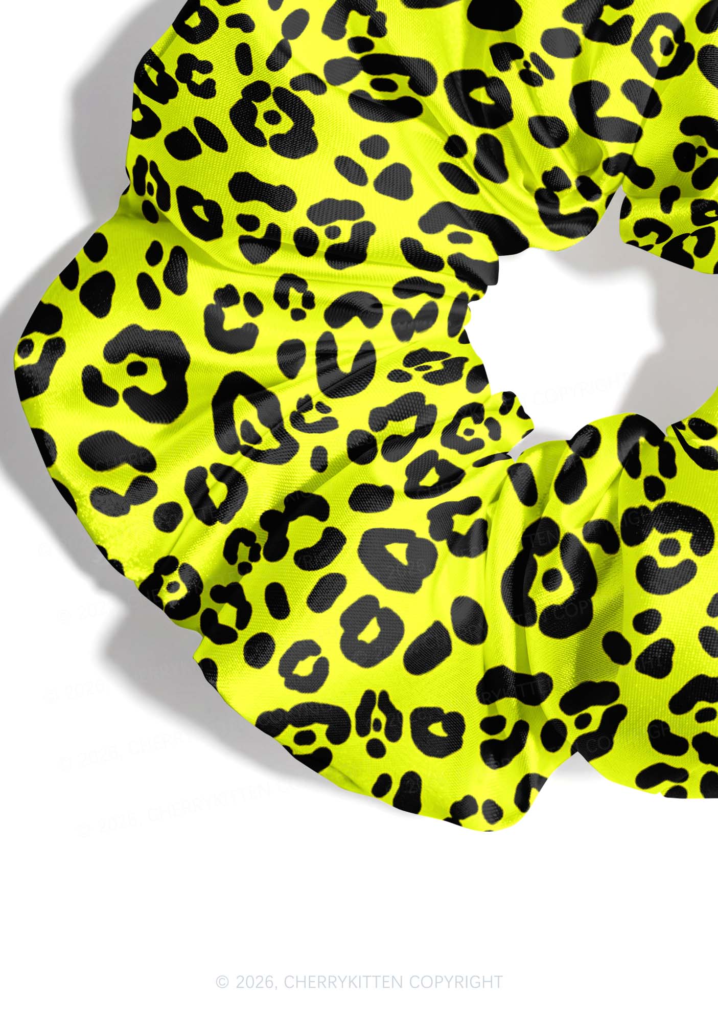 Lime Yellow Leopard Y2K Hair Scrunchie Cherrykitten