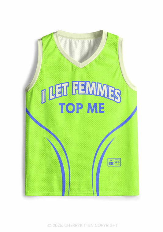 Neon Green I Let Femmes Top Me Pride Y2K Sport Jersey Tank Cherrykitten