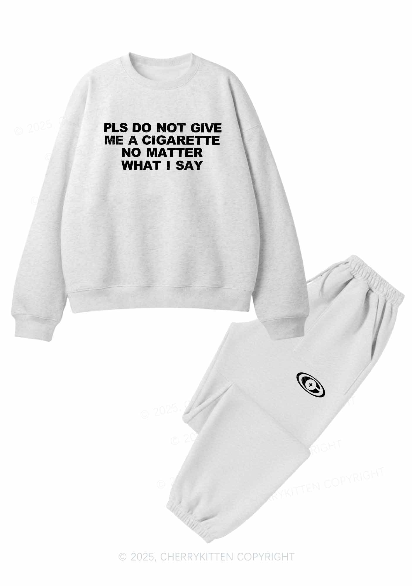 Dont Give Me Cigarette Y2K Fleece Sweatshirts Set Cherrykitten