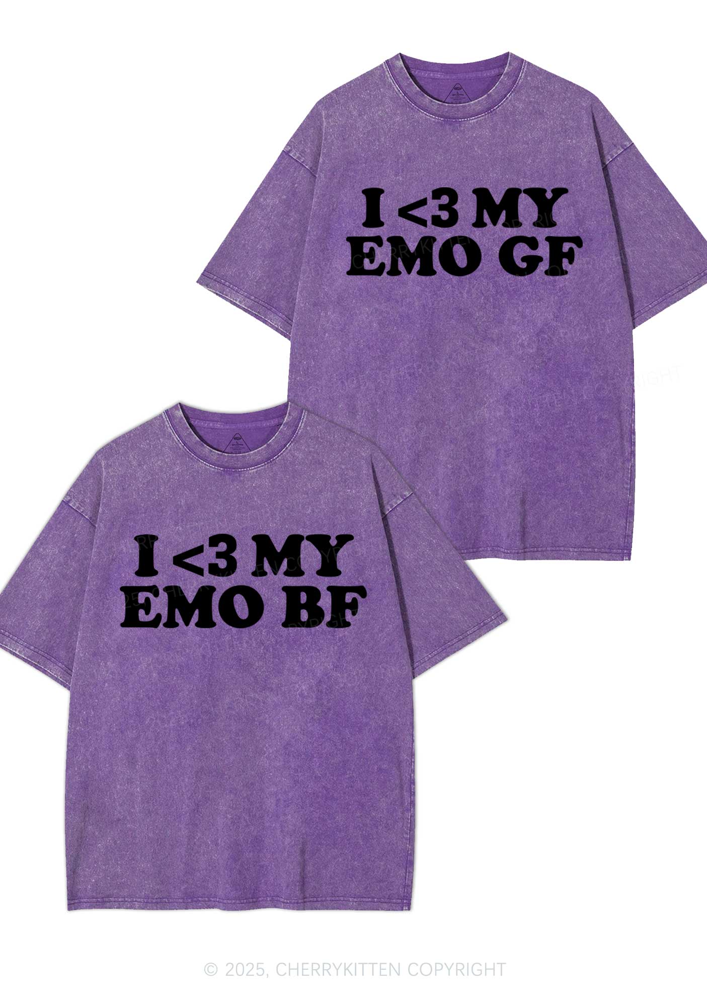 I Love My Emo BF GF Y2K Valentine's Day Washed Tee Cherrykitten