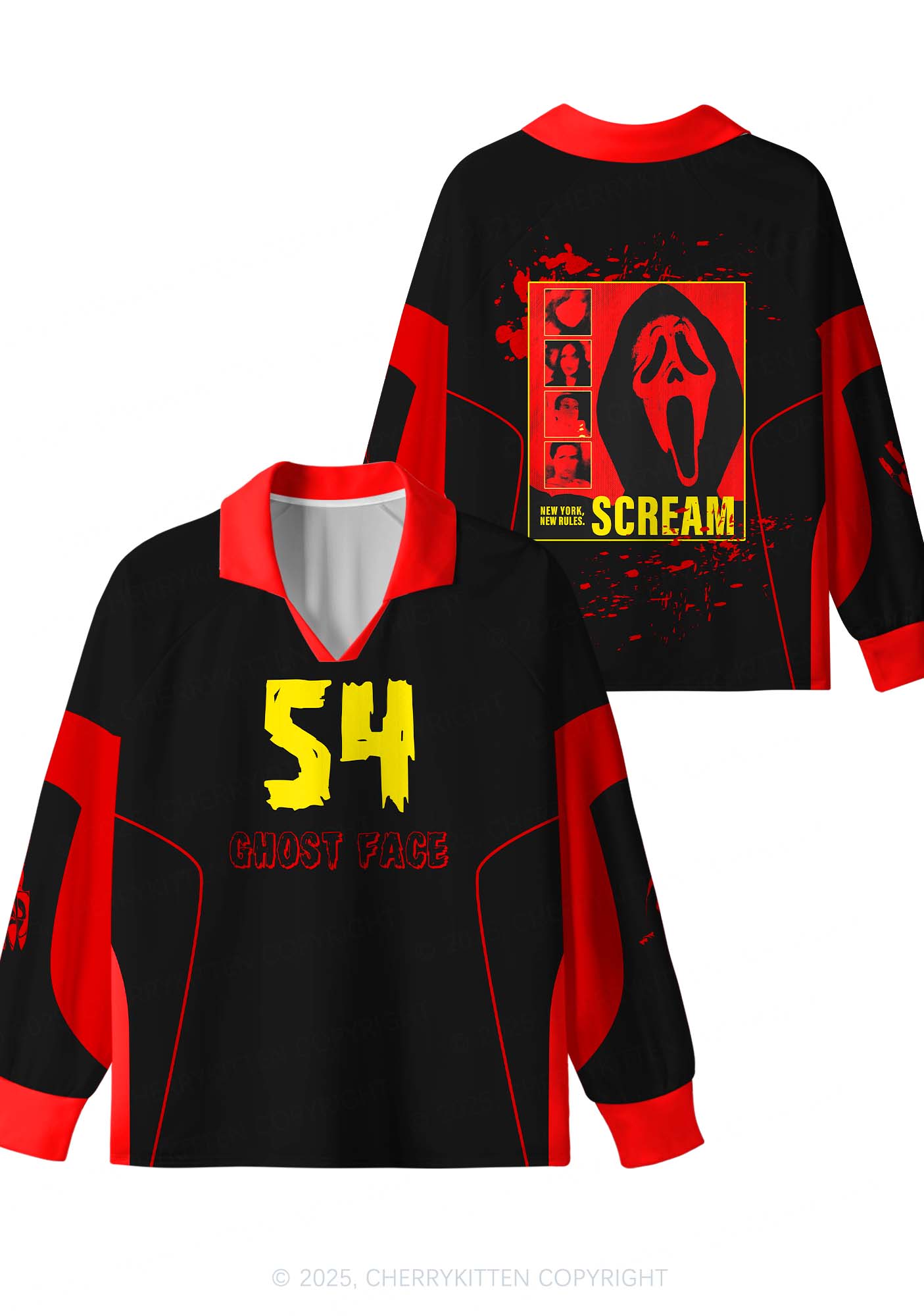 Halloween Custom Horror Ghost Y2K Sport Long Sleeve Jersey Shirts Cherrykitten