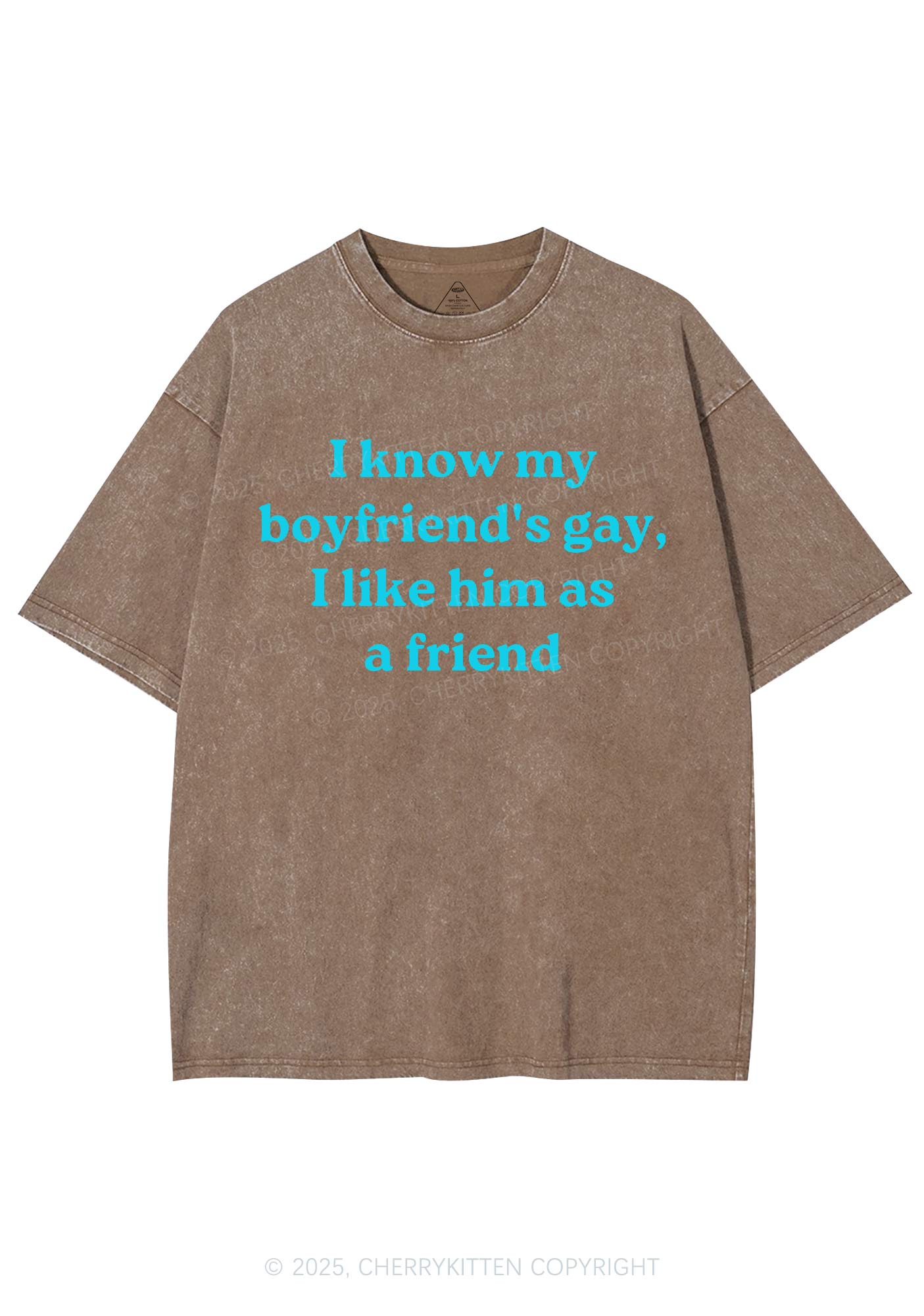 I Know My BF Is Gay Pride Y2K Shirts Washed Tee Cherrykitten