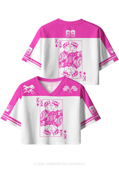 Hot Pink Gay King Pride Y2K Crop Sport Jersey Shirts Cherrykitten