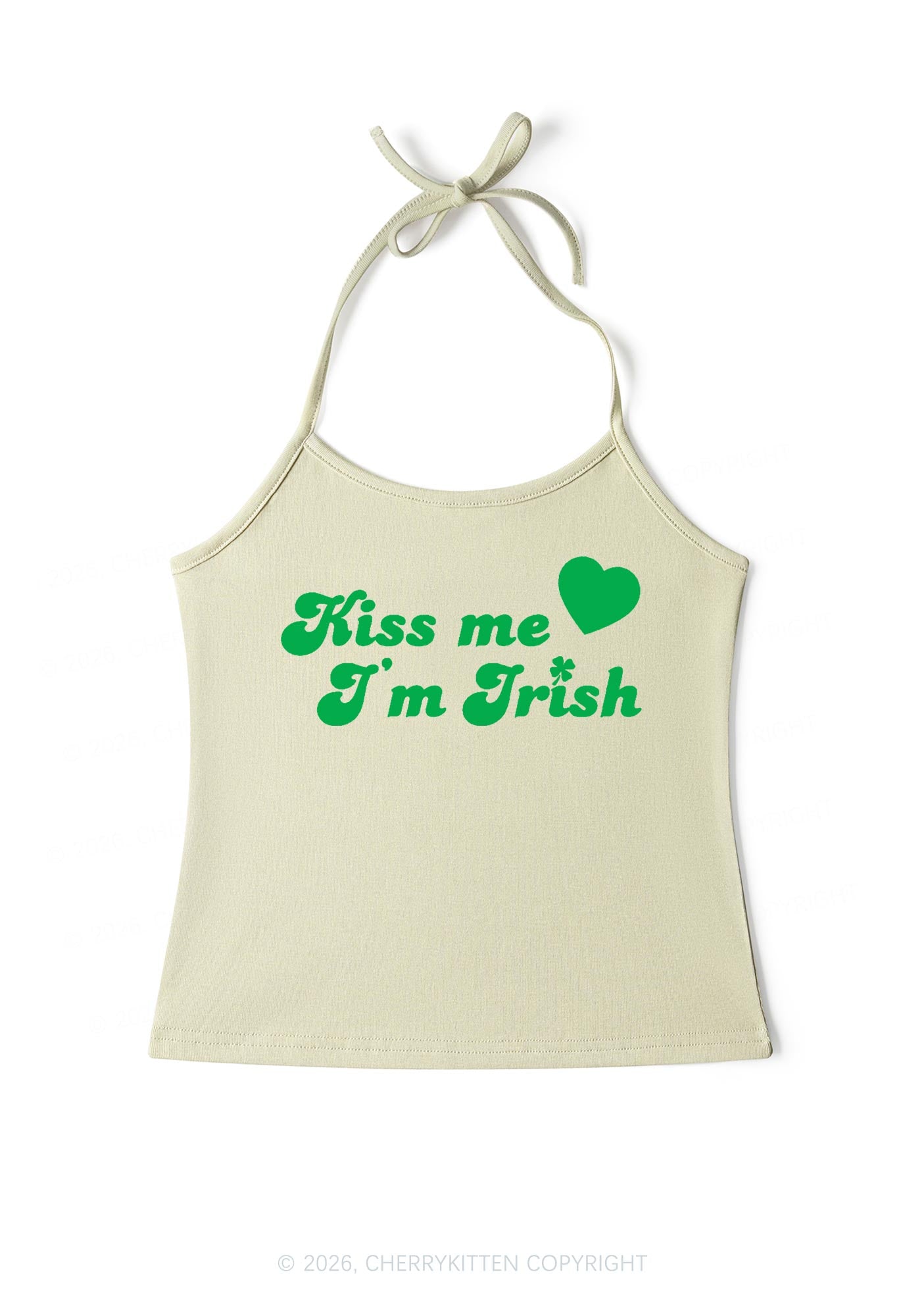 Kiss Me Im Irish St Patricks Y2K Halter Neck Cami Cherrykitten