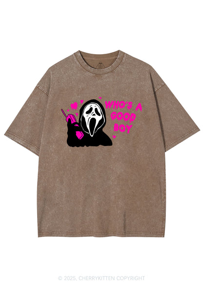 Halloween Whos Good Boy Y2K Washed Tee Cherrykitten
