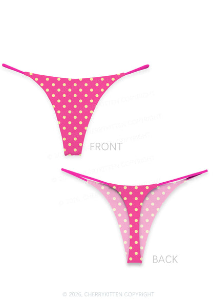 Yellow Dots On Hot Pink Y2K Print Bikini String Thong Cherrykitten