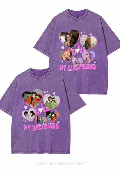 Custom My BF GF Photos Y2K Valentine's Day Washed Tee Cherrykitten
