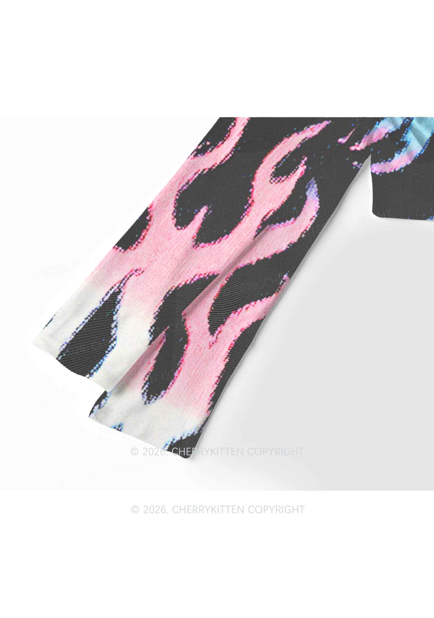 Trans Flame Pride Y2K Mesh Long Sleeve Crop Top Cherrykitten