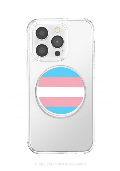 Trans Stripes Pride Y2K Magnetic Phone Grip Holder Cherrykitten