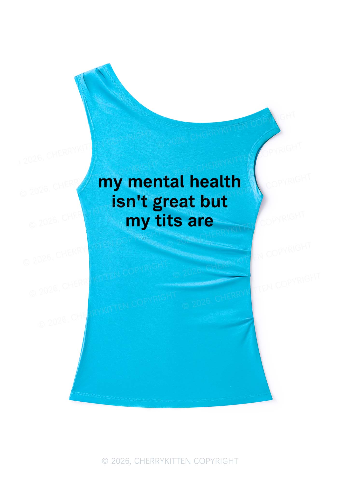 My Mental Health Isnt Great Y2K Off Shoulder Tank Top Cherrykitten