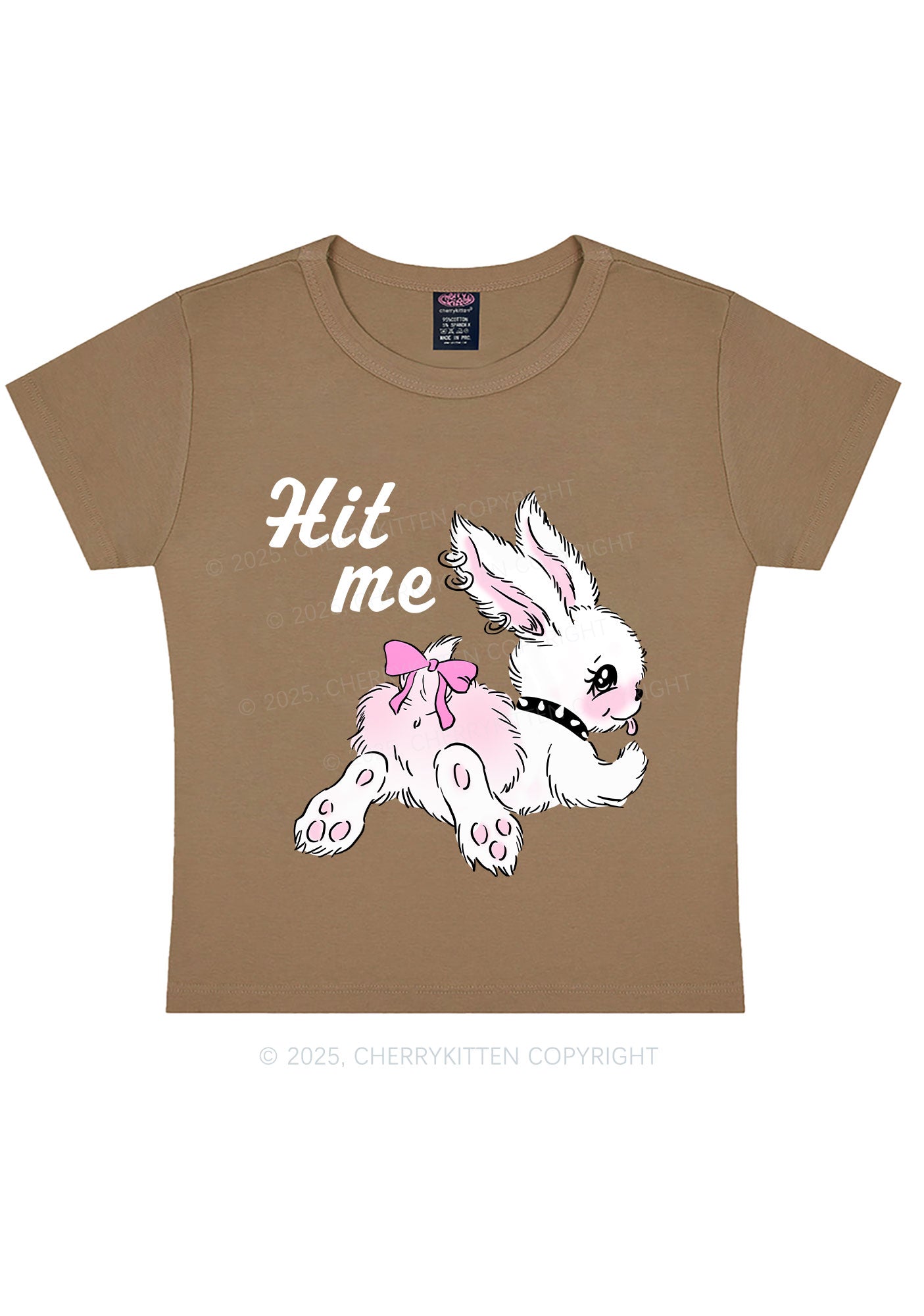 Hit Me White Bunny Y2K Baby Tee Cherrykitten