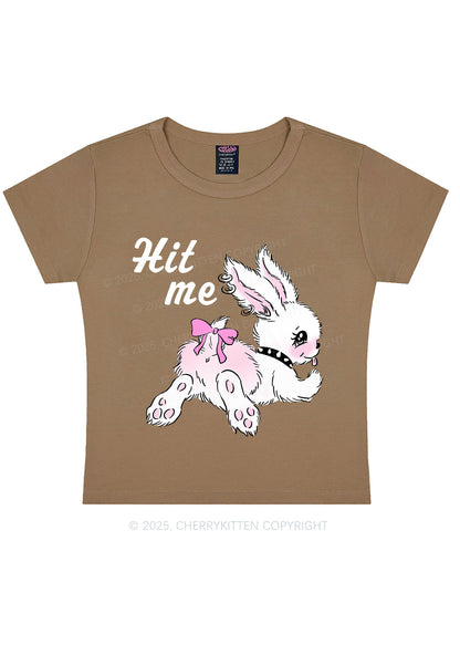 Hit Me White Bunny Y2K Baby Tee Cherrykitten