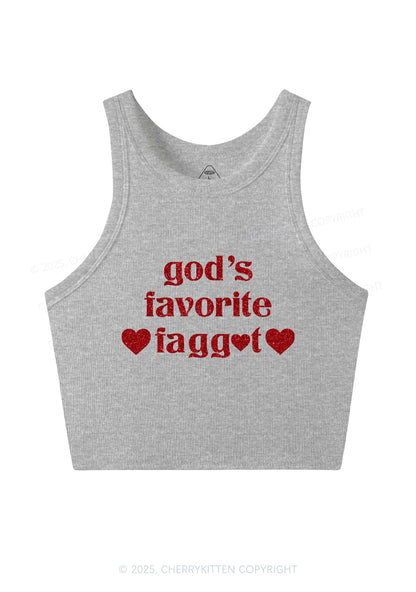 Glitter Gods Favorite Faggot Pride Y2K Crop Tank Top Cherrykitten