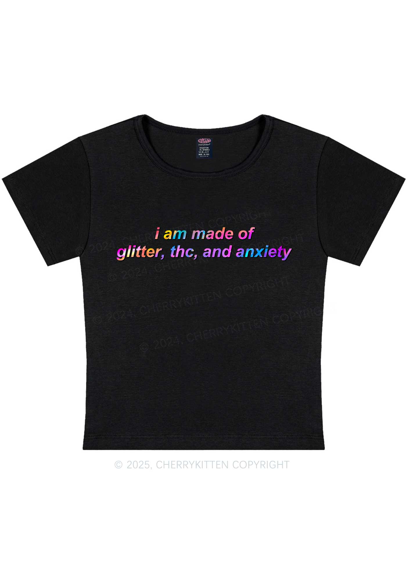 Made Of Glitter And Anxiety Y2K Baby Tee Cherrykitten