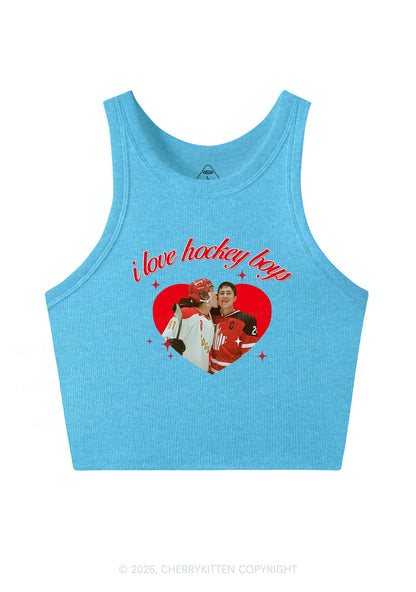 I Love Hockey Boys HR Y2K Crop Tank Top Cherrykitten