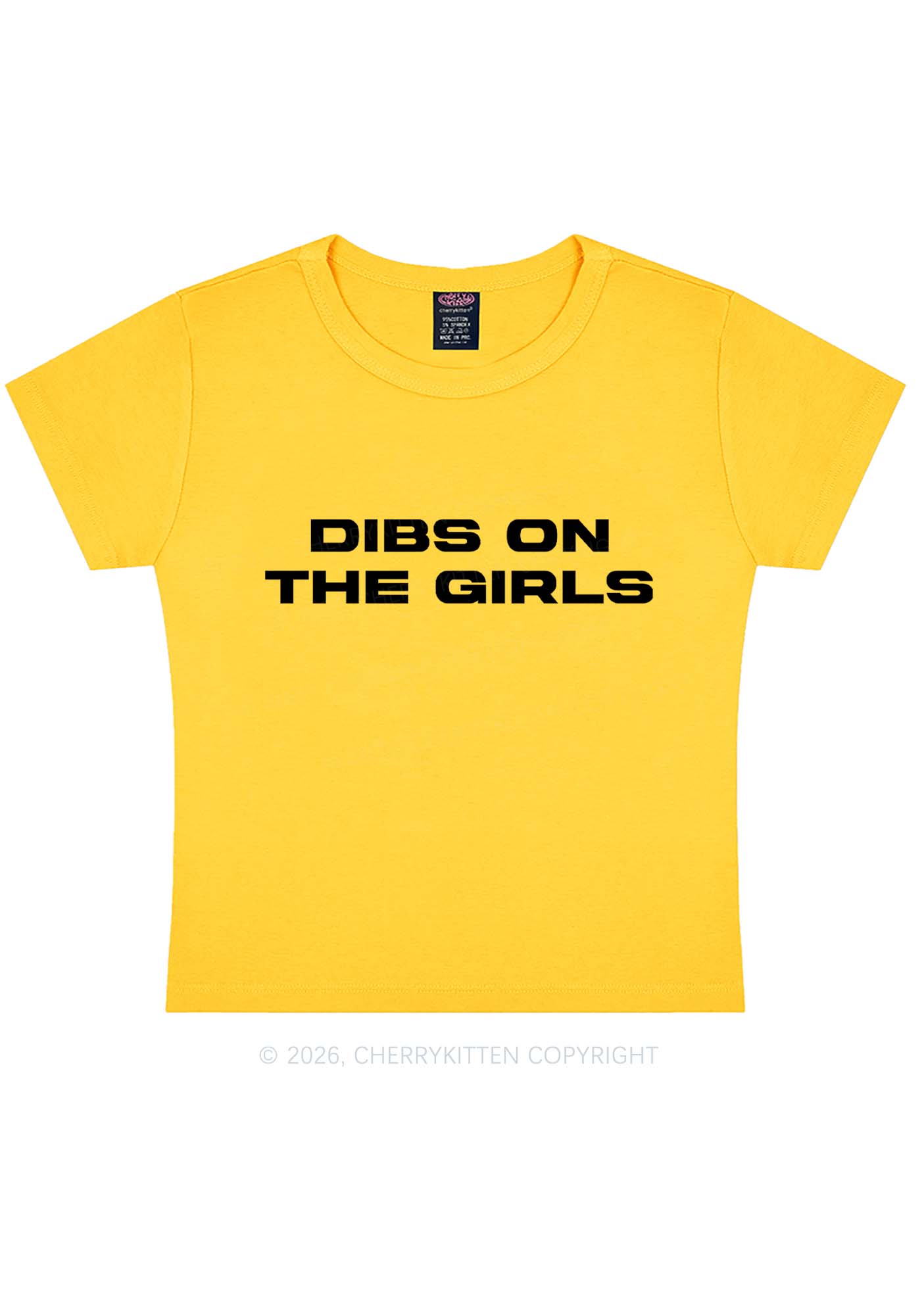 Dibs On The Girls Pride Y2K Baby Tee Cherrykitten