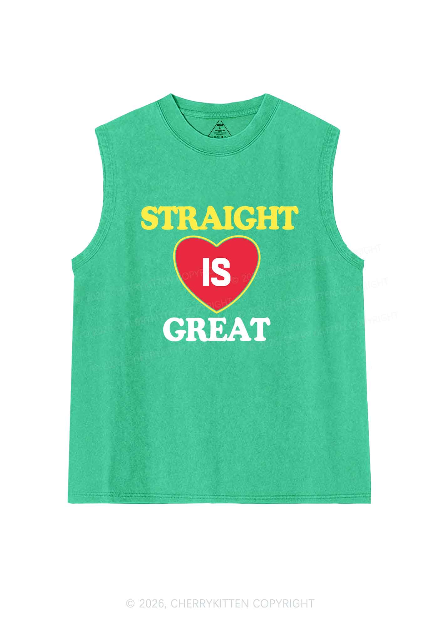 Straight Is Great Pride Y2K Washed Muscle Tank Cherrykitten