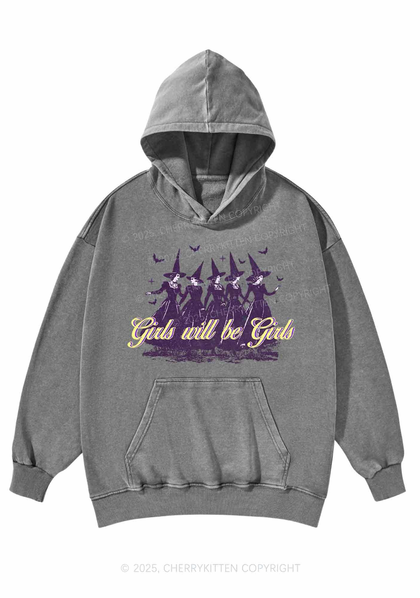 Halloween Witches Will Be Witches Y2K Washed Hoodie Cherrykitten