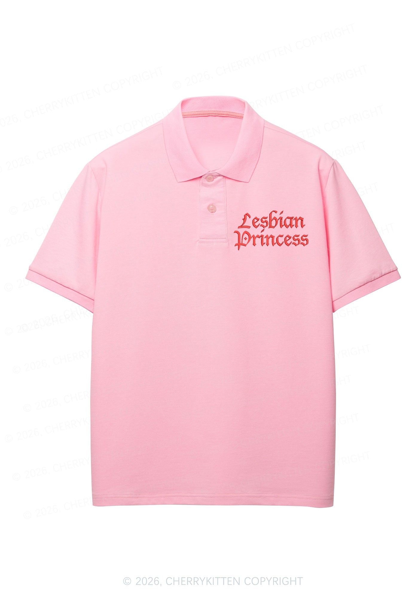 Embroidered Lesbian Princess Pride Y2K Polo Shirts Cherrykitten