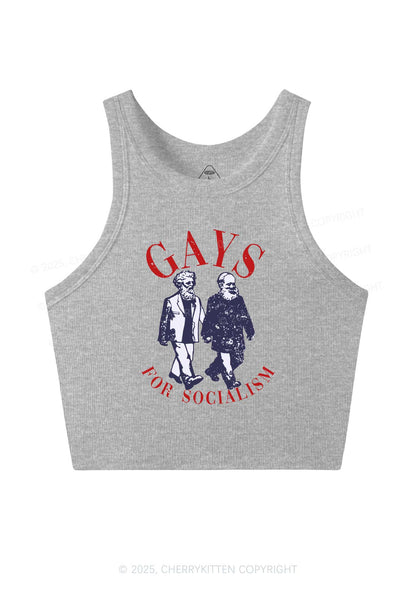 Gays For Socialism Pride Y2K Crop Tank Top Cherrykitten