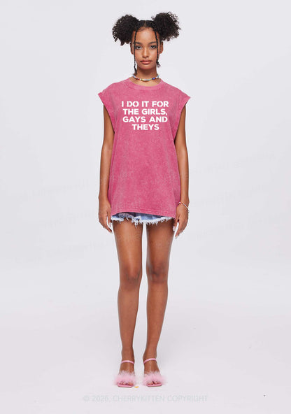 Girls Gays Theys Pride Y2K Washed Muscle Tank Cherrykitten