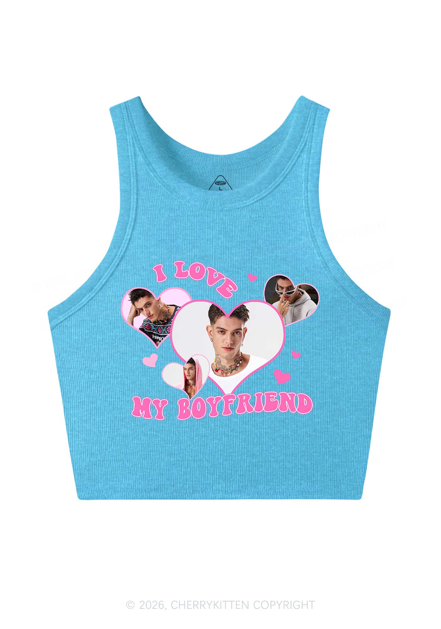 Custom I Love My BF GF Valentine's Day Y2K Crop Tank Top Cherrykitten