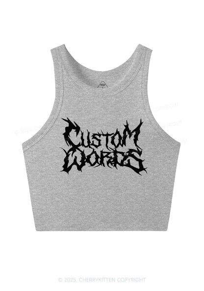 Custom Text Punk Font Y2K Crop Tank Top Cherrykitten