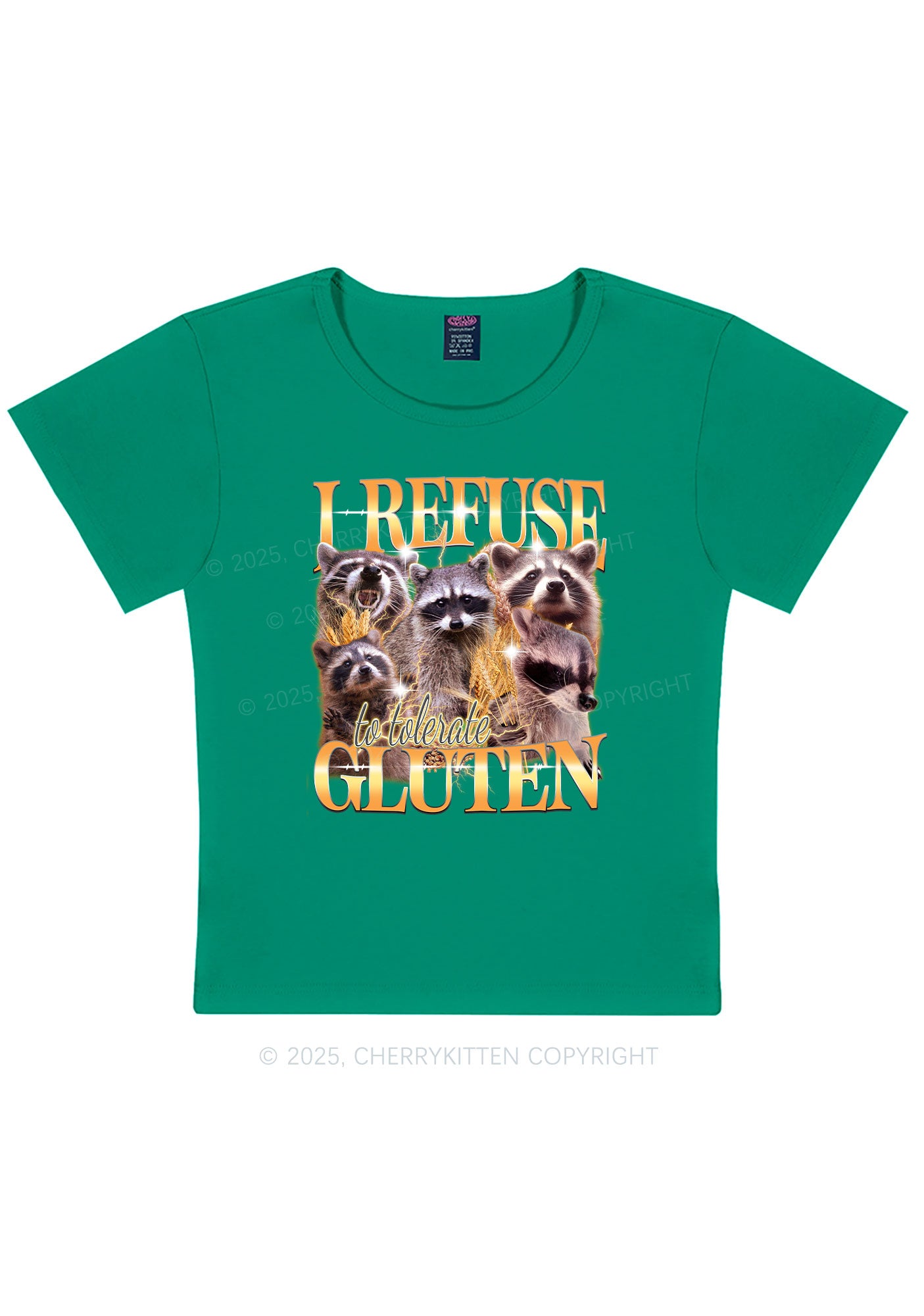Raccoons Refuse Tolerate Gluten Y2K Baby Tee Cherrykitten