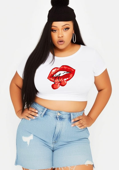 Curvy Cherry Lips Baby Tee
