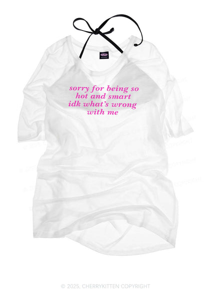 Sorry For Being So Smart  Y2K Sheer Boyfriend Tee Cherrykitten