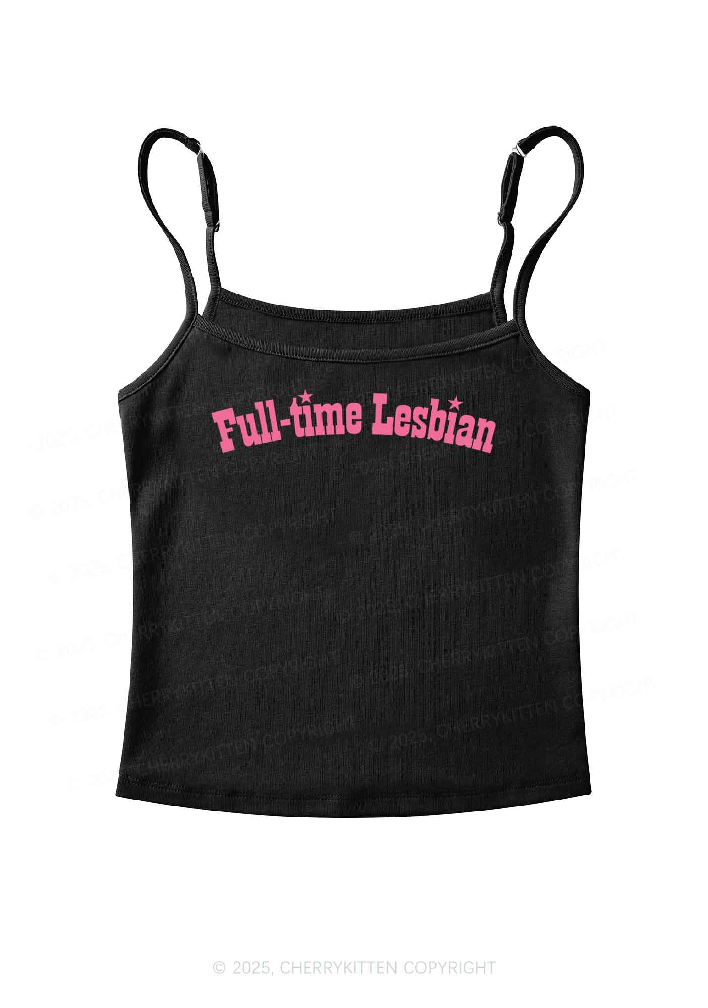 Full Time Lesbian Pride Y2K Spaghetti Strap Cami Cherrykitten