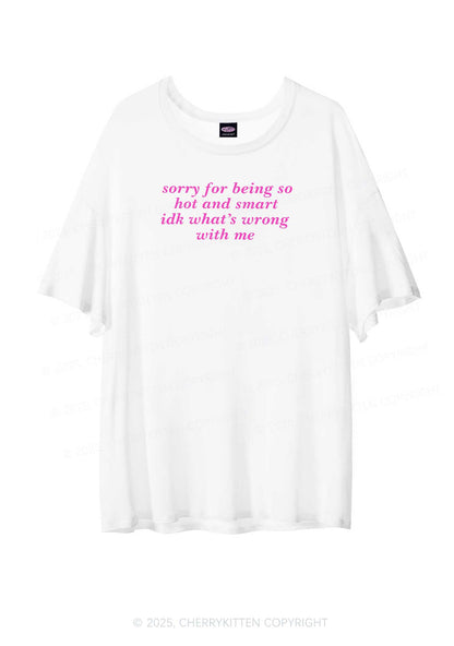 Sorry For Being So Smart  Y2K Sheer Boyfriend Tee Cherrykitten