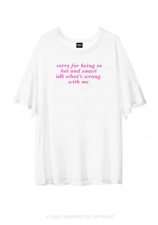 Sorry For Being So Smart  Y2K Sheer Boyfriend Tee Cherrykitten