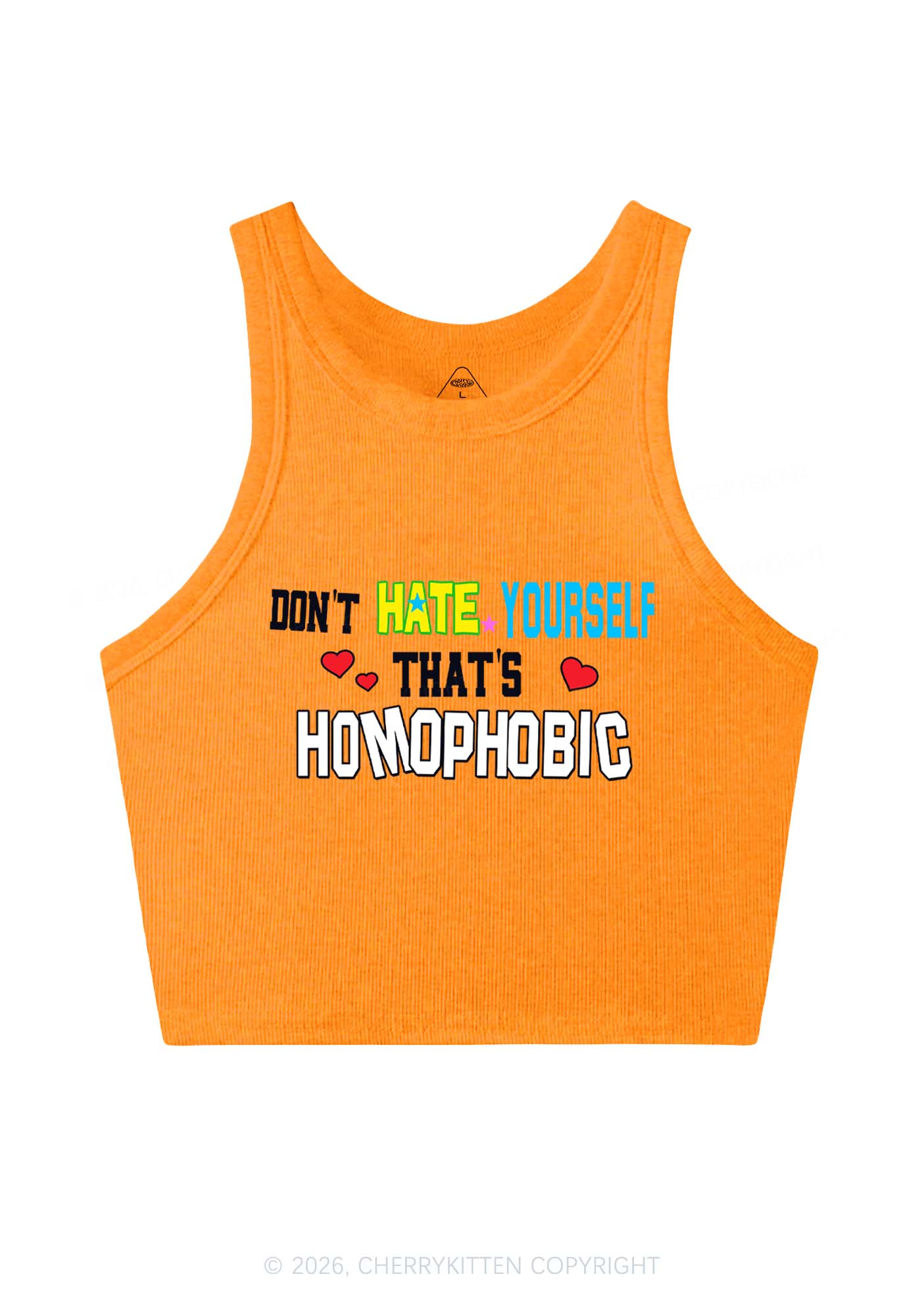 Hate Yourself Thats Homophobic Pride Y2K Crop Tank Top Cherrykitten