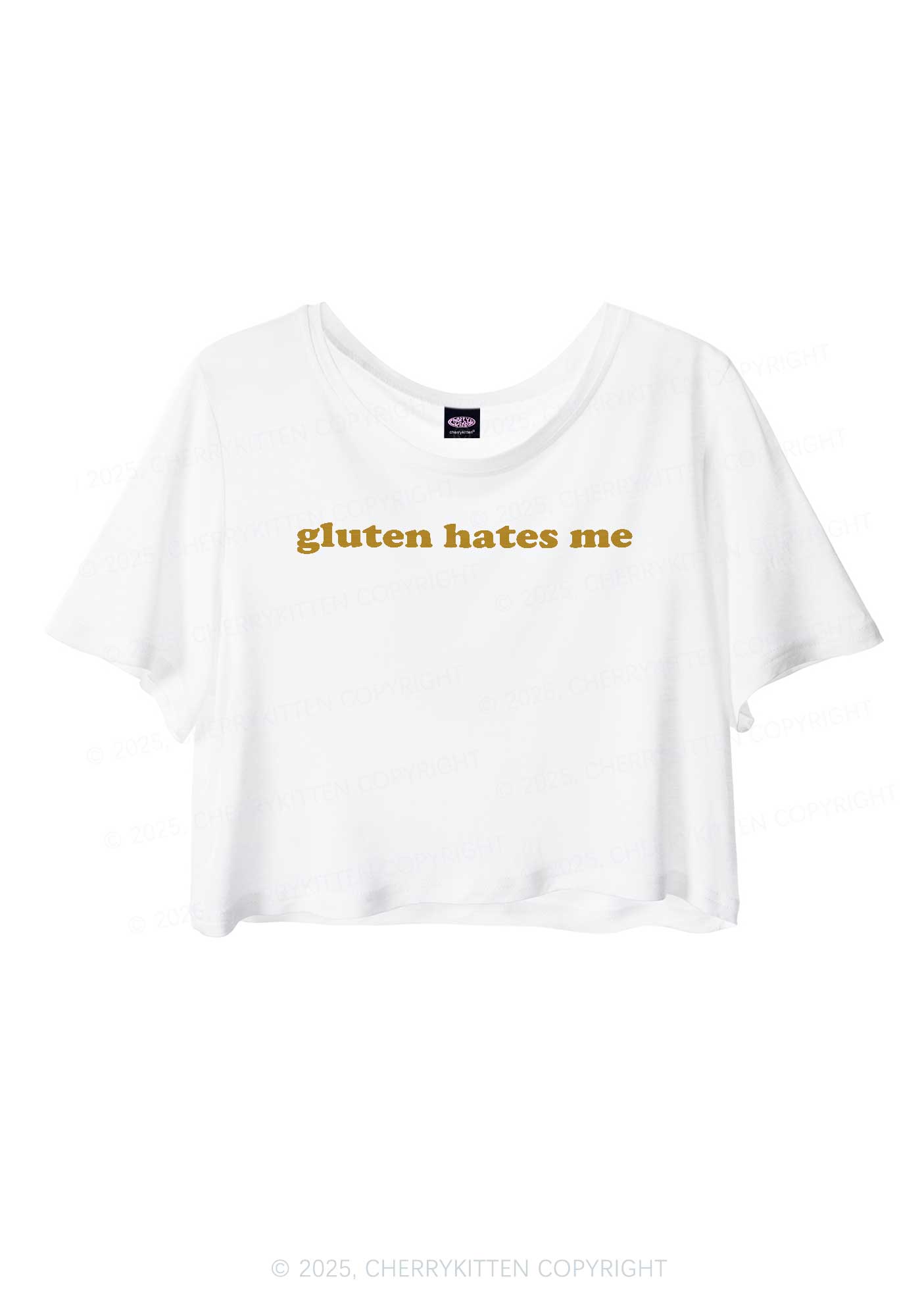Gluten Hates Me Y2K Sheer Crop Tee Cherrykitten