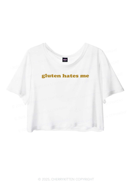 Gluten Hates Me Y2K Sheer Crop Tee Cherrykitten