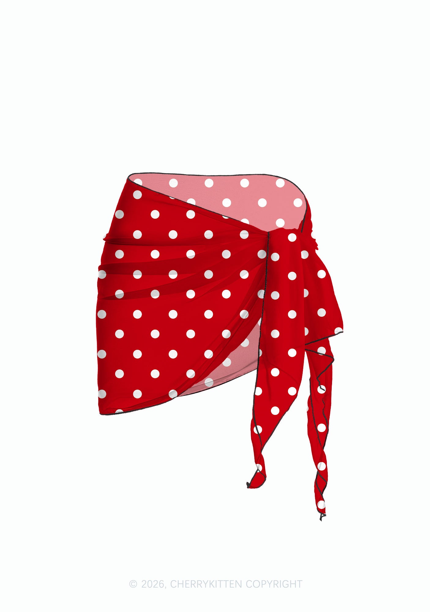 White Dots On Red Y2K Print Bikini Set Cherrykitten