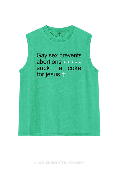 Suck A Coke For Jesus Pride Y2K Washed Muscle Tank Cherrykitten