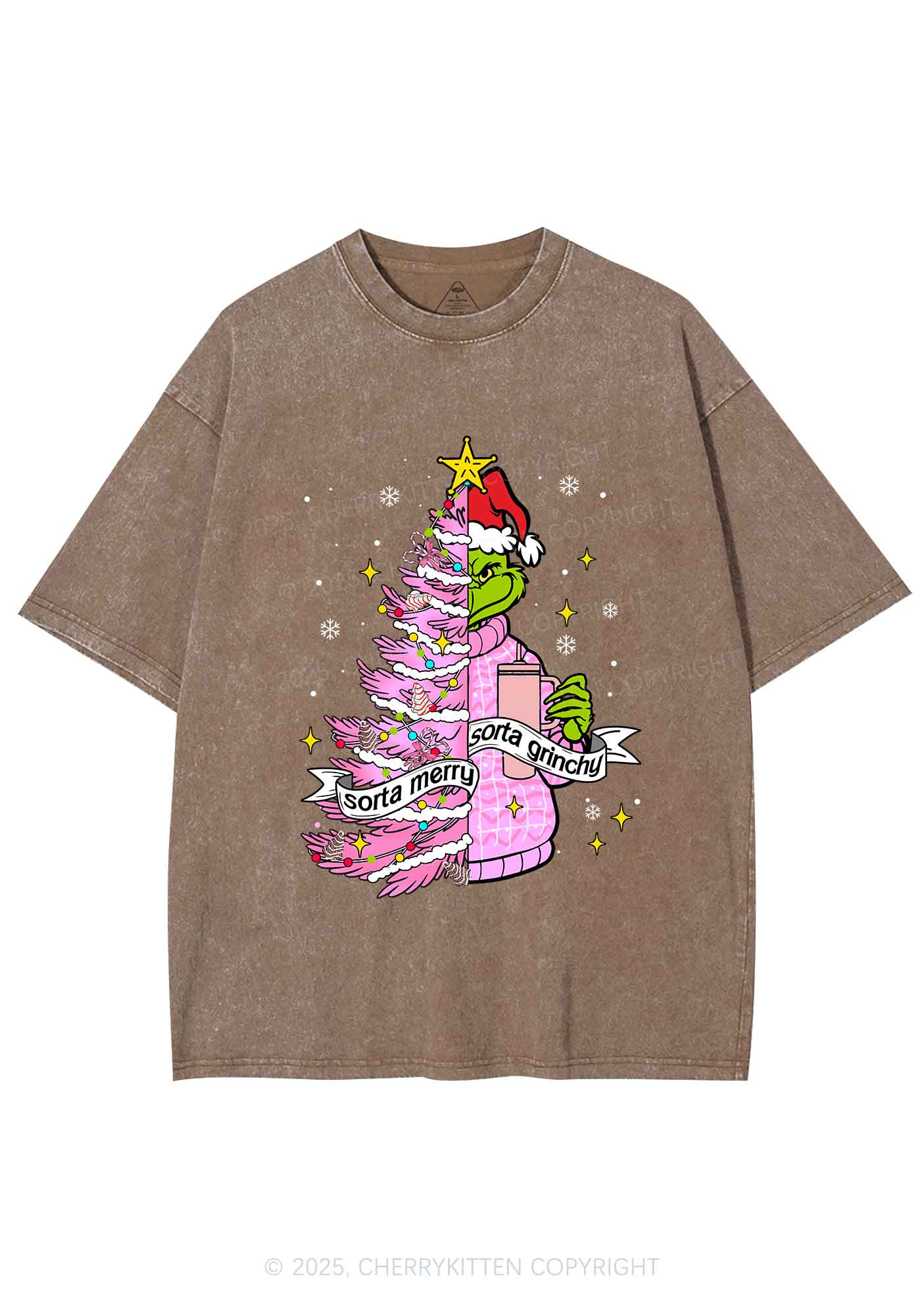Christmas Sorta Merry Y2K Shirts Washed Tee Cherrykitten