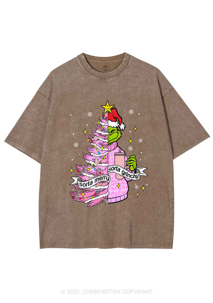 Christmas Sorta Merry Y2K Shirts Washed Tee Cherrykitten